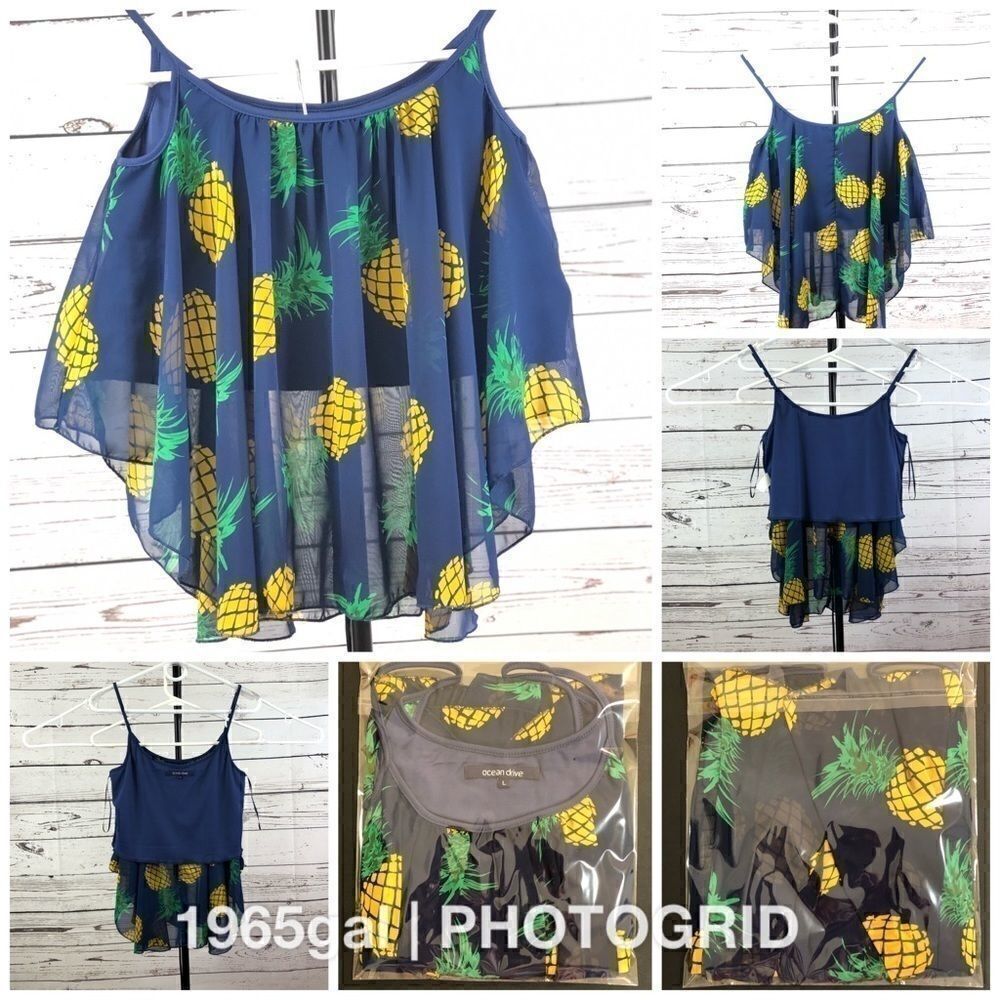 Ocean Drive Large 2-Layer Tank Pineapple Print
